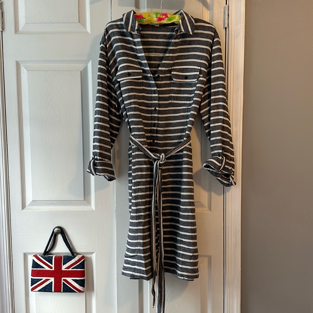 Stripy Boden dress. Great details!
